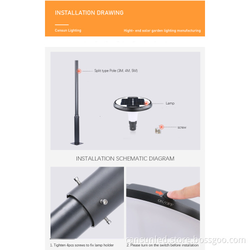 12W Outdoor Waterproof IP65 Solar Powered LED Light for Gardens and Streets